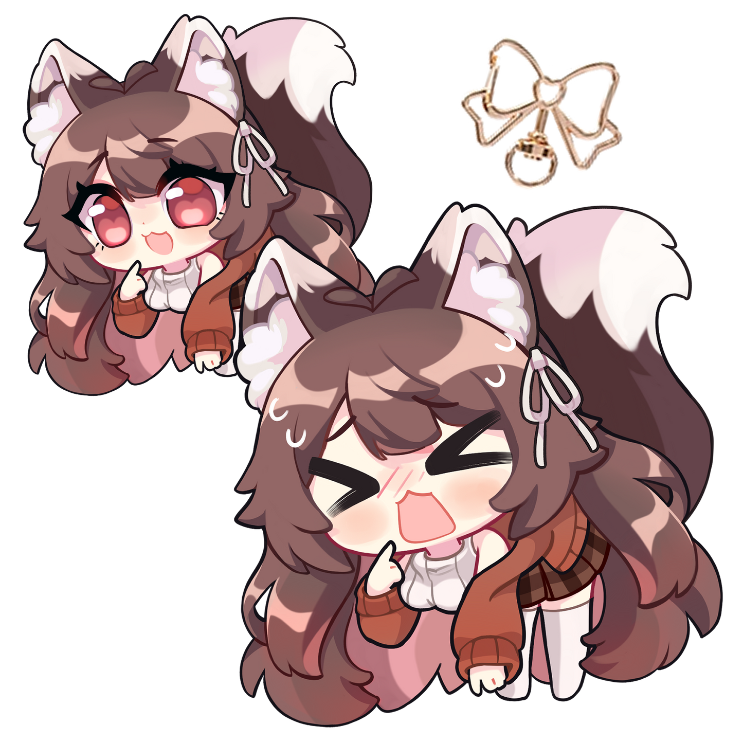 Foxy Double Sided Keychain Charm (Uppies)